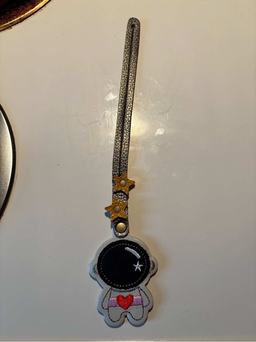 Portland Leather Astronaut Bag Charm in Black, White, Red and Gold
